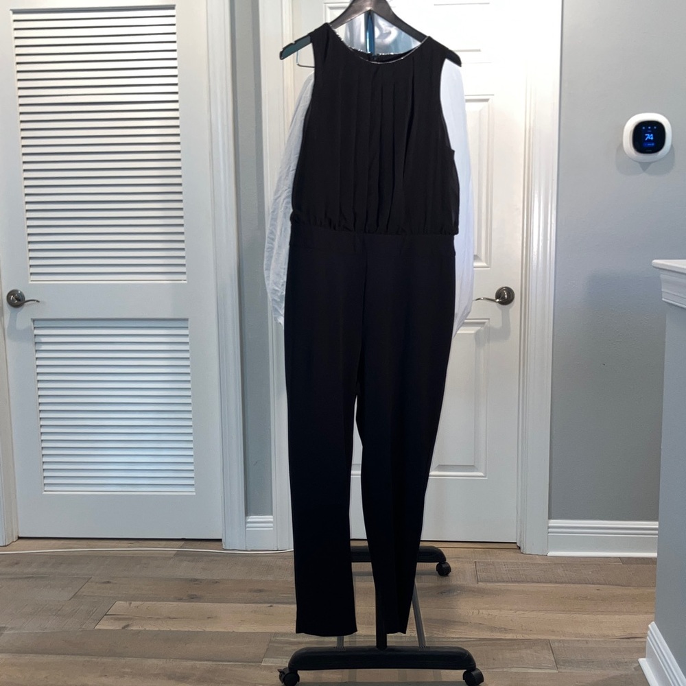White House Black Market Black Sleeveless Pleated Jumpsuit, 14